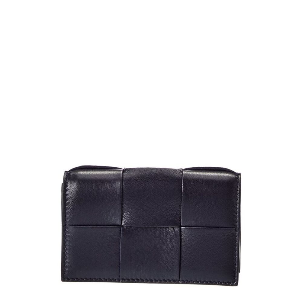Bottega Veneta Maxi Intrecciato Leather Business Card Case, Blue